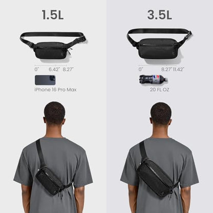 tomtoc 1.5L X-Pac Sling Bag with RFID Blocking Crossbody Pack for Men Women - color: X-Pac Black, size: 1.5L