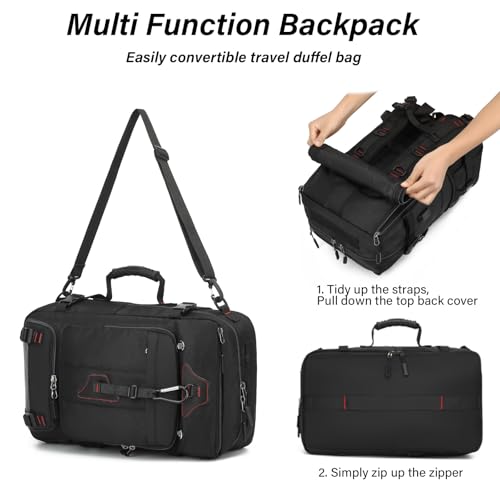 Travel Backpack for Men & Women, Convertible Duffle Bag 50L Large Carry on Backpack with Shoe Laptop Compartment, Wet Pocket - size: Large