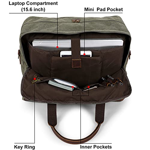 S-ZONE Canvas Travel Duffel Bag for Men Weekend Overnight Bag for Business - color: Army Green