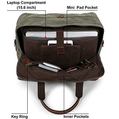S-ZONE Canvas Travel Duffel Bag for Men Weekend Overnight Bag for Business - color: Army Green