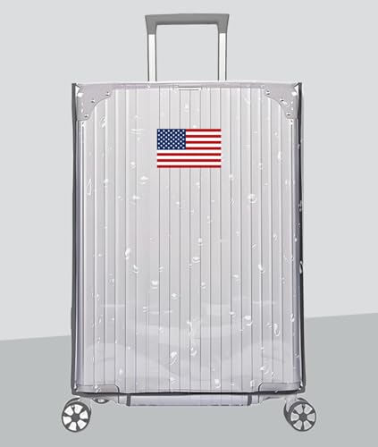 Clear PVC Suitcase Cover,Waterproof Luggage Case Rain-Proof Cover Protecter With USA America Flag Sticker(22inch) - size: 22 inch