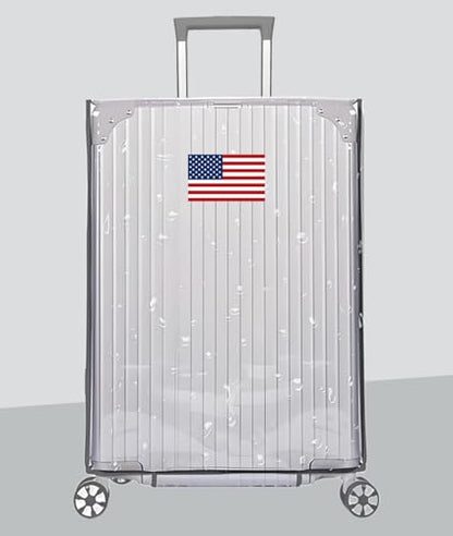 Clear PVC Suitcase Cover,Waterproof Luggage Case Rain-Proof Cover Protecter With USA America Flag Sticker(24inch) - size: 24 inch