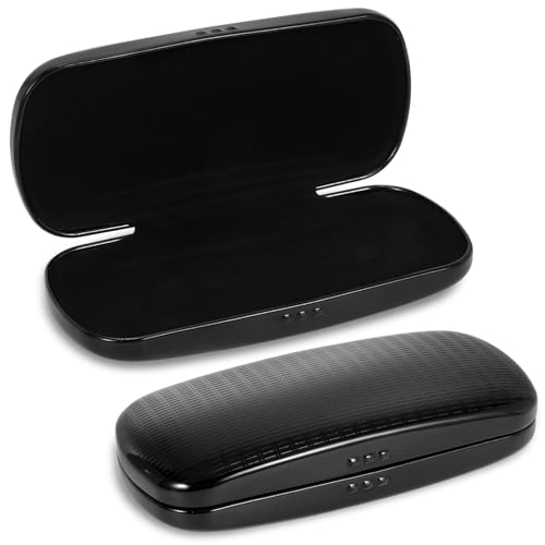 Hifot Metal Eyeglass Case Hard Shell, Aluminum Spectacles Box Sunglasses Case for Men Women, Reading Glasses Holder - color: Black