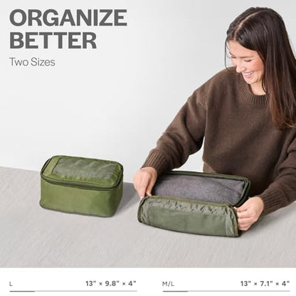 Aerotrunk Compression Packing Cubes for Travel, 2-Pack, Olive - color: Olive, size: 2-Pack