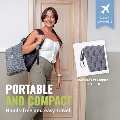 BOACAY Packable Travel Blanket for Airplane, Car - Compact Office Blanket - Portable Pillow for Adults, Kids with Case, Luggage Sleeve, Backpack Clip - color: Gray