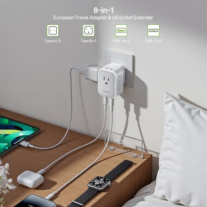 EPICKA PD 20W European Type C Travel Adapter, 2USB-A/2USB-C - style: Type C-for most Europe(White)