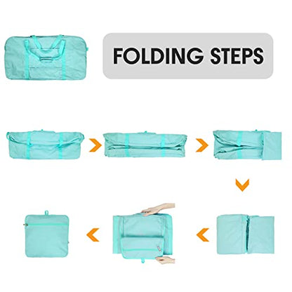 120L Foldable Travel Duffel Bag, Extra Large 36 x 18 x 11.8 in Duffle with Shoe Compartment & Trolley Sleeve, Water-Resistant Gym Weekender Overnight Bag with Shoulder Strap for Men Women,Mint Green