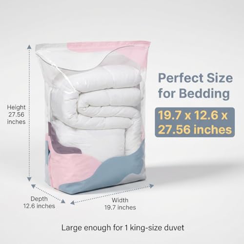Reusable Compression Storage Bags 3 Pack, Standing Space Saver Bags for Clothes, Bedding, Comforters, Blankets, Closet Shelves, Dorm Rooms and Travel Packing