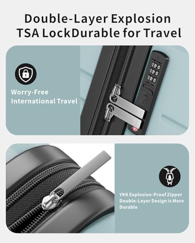 3 Piece Expandable Luggage Set with Spinner Wheels Hardshell Suitcase Set - color: Light Blue