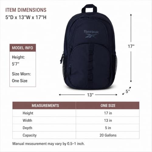 Reebok Travel Backpack Water Resistant Everyday Bag with Laptop Sleeve - color: Santa Fe Navy Blazer