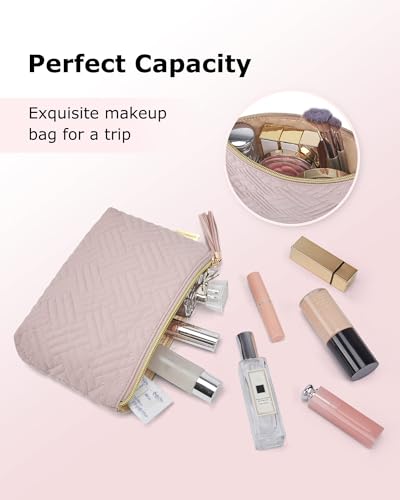 BAGSMART Small Makeup Bag for Women, Zipper Cosmetic Pouch for Purse - color: Ⅰ-Pink-1 pcs
