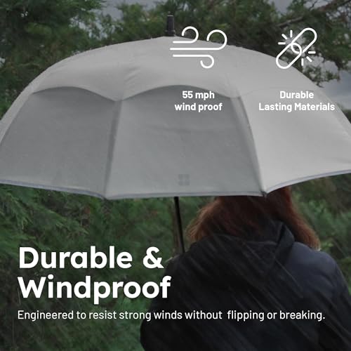 Weatherman Umbrella - Stick Umbrella - Windproof Umbrella Resists Up to 55 MPH Winds (Shaved Chocolate) - color: Shaved Chocolate