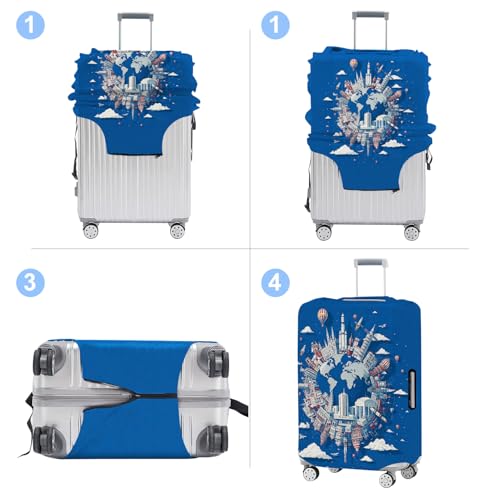Earth Luggage Cover Washable Suitcase Protector Anti-scratch Suitcase cover Fits 24-26 Inch Luggage M - color: Earth, size: M(24-26inch suitcase)