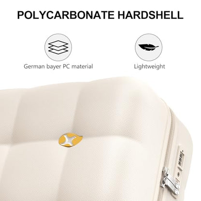 MGB Carry On Luggage 22x14x9 Airline Approved, Suitcases with Wheels, Cream - color: Cream, size: Carry-On 20 Inch