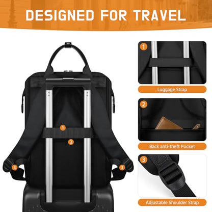 Maelstrom Laptop Backpack for Women Men, 15.6-17.3" Waterproof Travel Bag - color: Black, size: 15.6 Inch
