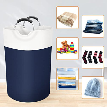 BlissTotes 75L Laundry Basket, Freestanding Collapsible Hamper, Blue - color: Blue, size: 75L