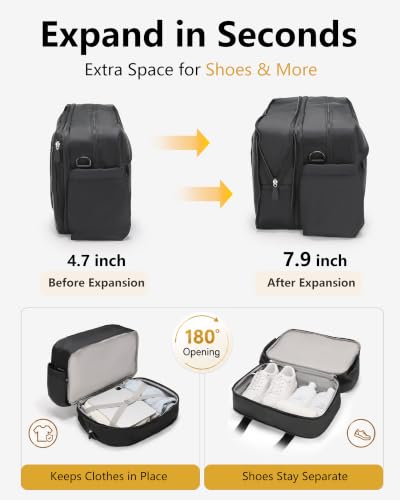 Expandable Travel Bag, Underseat Carry-On Weekender, Black - color: Black