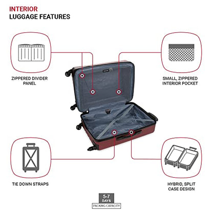 SwissGear 8018 Expandable Luggage, Hard Shell Medium Luggage with Spinner Wheels - color: Wine, size: Checked-Medium 24-Inch