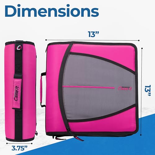 Case-it School Zipper Binder | 3-Inch O-Rings | 600-Sheet | D-146 Magenta - color: H Magenta, size: 1 Pack