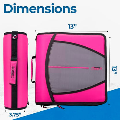 Case-it School Zipper Binder | 3-Inch O-Rings | 600-Sheet | D-146 Magenta - color: H Magenta, size: 1 Pack