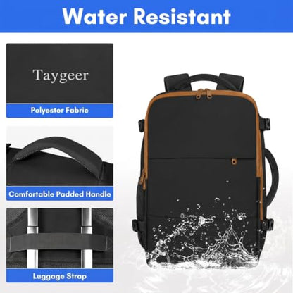 Taygeer Backpack for Women, Carry on Backpack with Laptop Compartment - color: Blackkhaki, size: Large