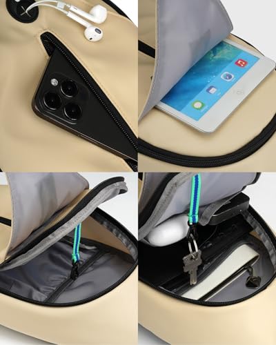 WATERFLY Crossbody Sling Backpack Sling Bag Travel Hiking Daypack - color: Z-beige