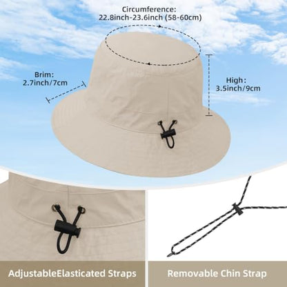 Durio Waterproof Bucket Hats for Woman UPF 50+ Sun Hat - color: Beige