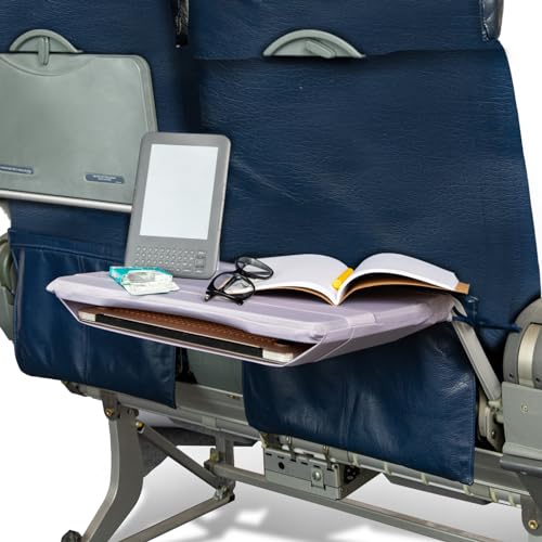 Airplane Tray Organizer/Tote with 4 Storage Pockets, Back Seat Airplane Tray Cover, Converts into a Drawstring Tote, Washable, Durable & Lightweight (2.8 oz) Airplane Travel Essentials - color: Cool Grey