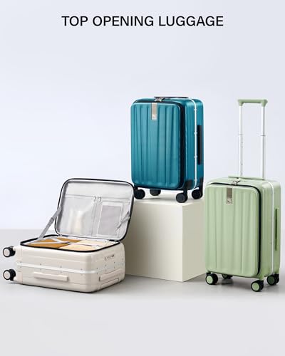 Hanke 26 Inch Large Checked Luggage, Top Opening Aluminum Frame Suitcase - color: Caribbean Blue, size: 26 Inch