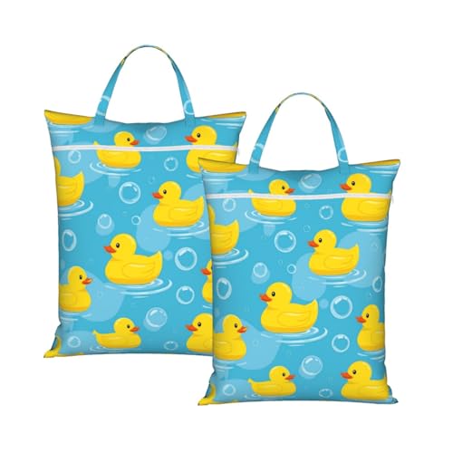 "cute duck funny cute 2-Pack Travel Laundry Bags for Dirty Clothes- Large Waterproof Laundry Tote, Wet & Dry Use, Reusable Foldable Carry Handles for Vacation, Gym & Dorm" - color: Cute Duck Funny Cute