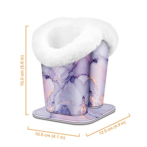 FINTIE Plush Lined Double Eyeglasses Holder with Magnetic Base for Desk - color: Lilac Marble