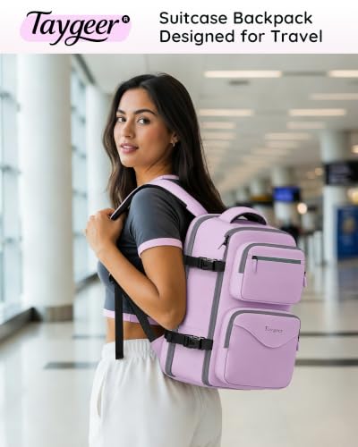 Taygeer Travel Backpack, Luggage Backpack with 15.6inch Laptop Compartment - color: Orchid Purple