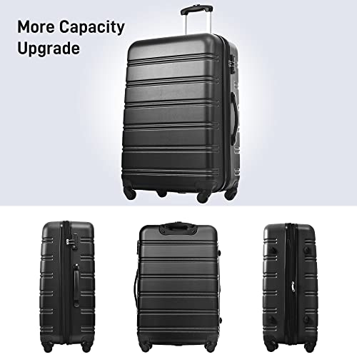 Merax 3 Piece Luggage Set,Hardside Expandable Suitcase Set,Black - color: Black-2, style: 3-piece Set(20/24/28)