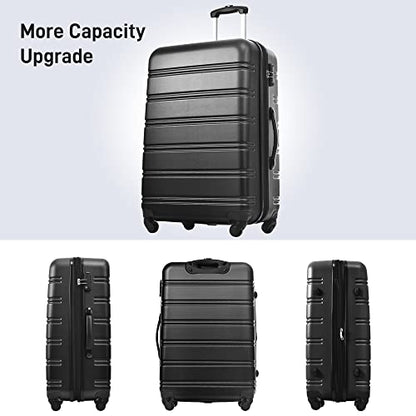 Merax 3 Piece Luggage Set,Hardside Expandable Suitcase Set,Black - color: Black-2, style: 3-piece Set(20/24/28)