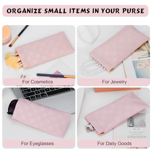Sightor Sunglasses Case 2 Pcs Soft Eyeglass Cases Checkered Glasses Pouch - color: White, Pink