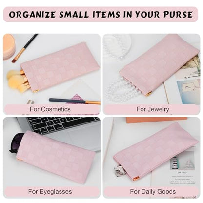 Sightor Sunglasses Case 2 Pcs Soft Eyeglass Cases Checkered Glasses Pouch - color: White, Pink