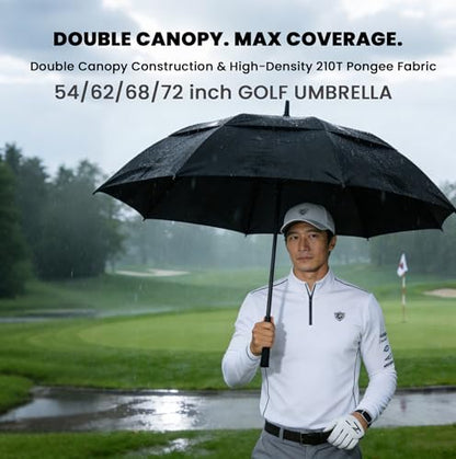 54/62/68/72 Inch Large Golf Umbrella Windproof Auto Open for Rain - color: Black, size: 54 Inch