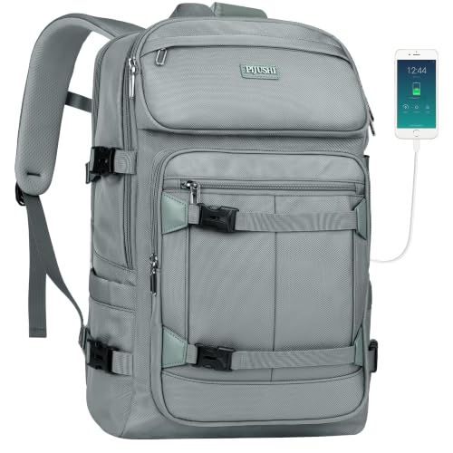 PIJUSHI Travel Backpack 35L Carry On Backpack Flight Approved - color: Updated Grey Blue