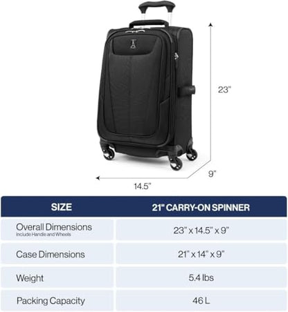 Travelpro Maxlite 5 Softside Carry-On Luggage Spinner, Blue, 21-Inch - color: Ensign Blue, size: Carry-on 21-Inch