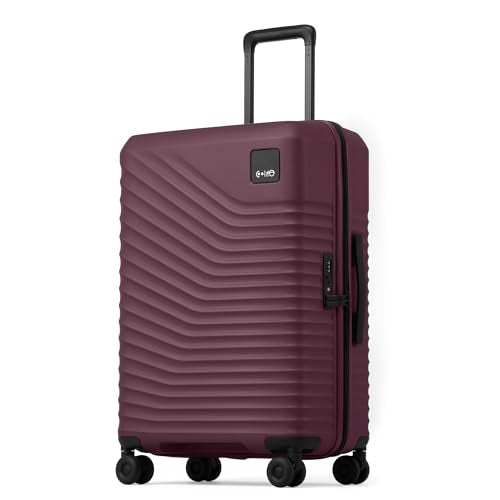 Coolife Luggage, Lightweight PC Hardside Suitcase, Checked-Medium 24-Inch - color: Dark Purple, size: Checked-Medium 24-Inch