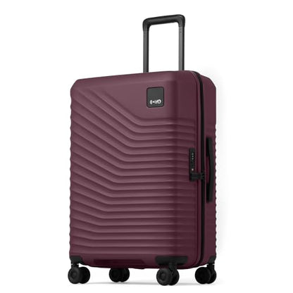 Coolife Luggage, Lightweight PC Hardside Suitcase, Checked-Medium 24-Inch - color: Dark Purple, size: Checked-Medium 24-Inch