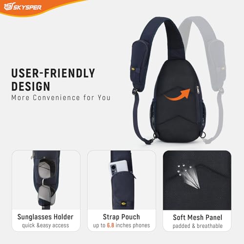 SKYSPER Sling Bag RFID Cross Body Bag Recycled Crossbody Backpack Travel Daypack - color: Blue