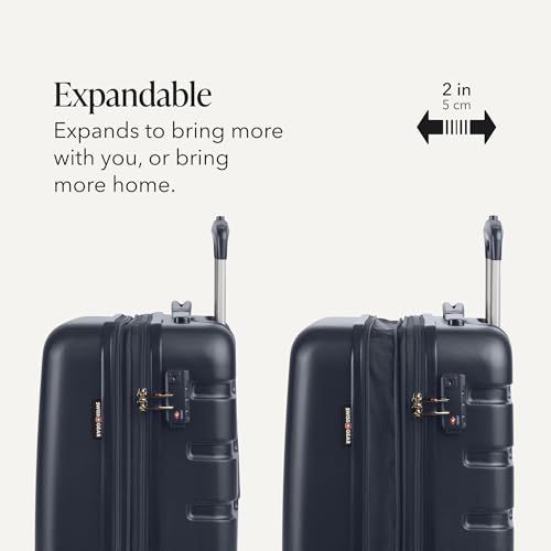 SWISSGEAR Signature Hardside Expandable Carry-On Spinner Luggage, ABS Construction, TSA-Friendly Lock, and Built-In Cupholder, Navy, 19-Inch - color: Navy, size: Carry-On 19-Inch