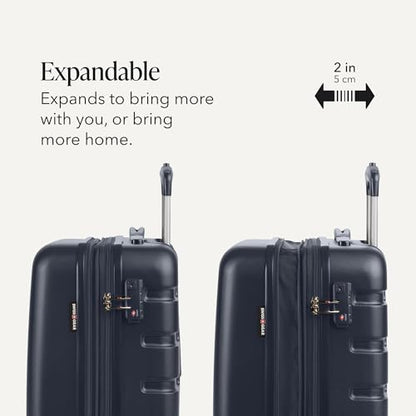 SwissGear 7366 Signature Hardside Expandable Luggage with Spinner Wheels, TSA Lock, Cup-Holder, Navy, 2-Piece Set (19/27) - color: Navy, size: 2-Piece Set (19/27)