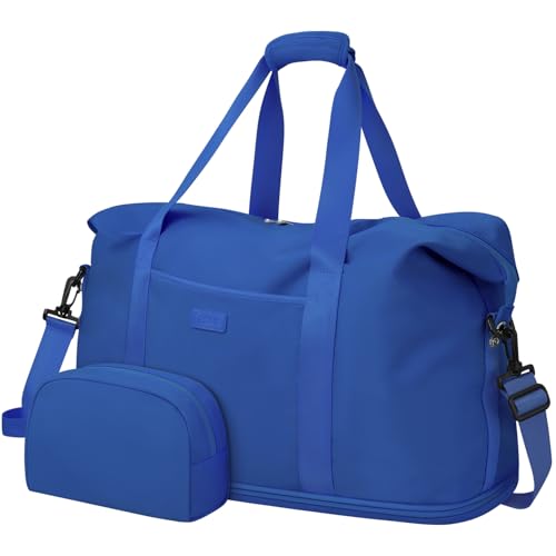 Capolo Expandable Travel Duffle Bag Weekender Overnight Bags for Women Men - color: Royal Blue, size: Large