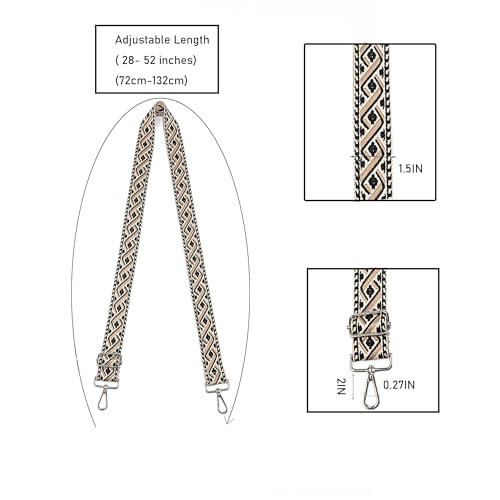 1.5" Wide Purse Strap Adjustable Replacement Gold Hardware Long Crossbody Bag Strap for Thick Shoulder Bags Canvas Handbags Straps - color: Gold Hardware-413