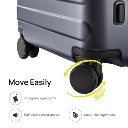 NINETYGO Carry On Luggage 22x14x9 Airline Approved, 20 Inch Luggage with Smooth Spinner Wheels, Lightweight, Hard Shell PC Suitcase Carry-On, Travel Luggage, TSA Approved (Grey, Rhine Basic) - color: 02-Grey (Basic), size: Carry-On 20-Inch