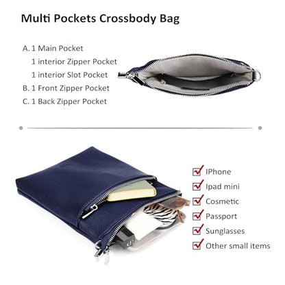 befen Genuine Leather Crossbody Purses for Women Travel Cross Body Bags Lightweight with Adjustable Shoulder Strap | Real Leather, Detachable Shoulder Strap, Lightweight, Adjustable Shoulder Strap, Compact Size, Daily Travel Use, Slim - color: A01-navy Bl