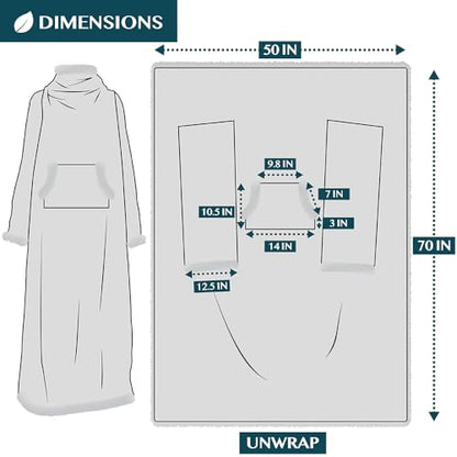 PAVILIA Sherpa Wearable Blanket with Sleeves and Pocket, Plush Thick Cozy Body Blanket Wrap for Adult Women Men, Christmas Gift for Wife Mom, Dark Green - color: Emerald Green