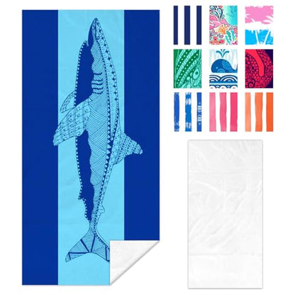 Shark Microfiber Beach Towel 35×70 Inch Fast Dry Lightweight Towel - color: Shark, size: 35*70Inch